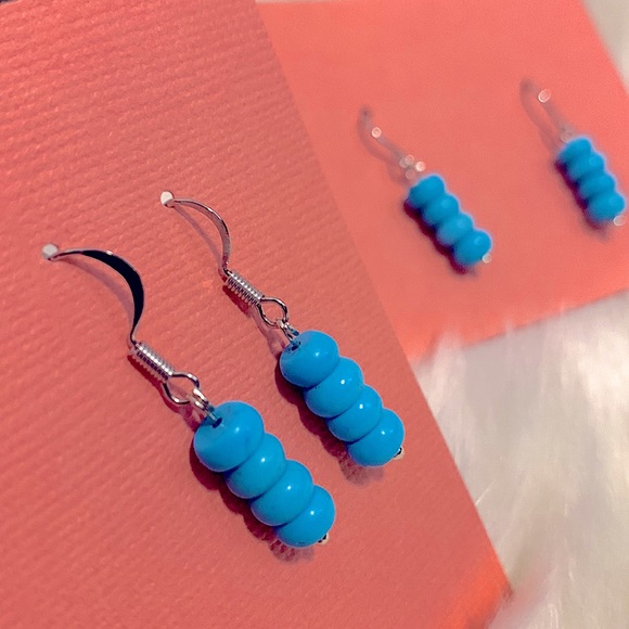 New Dainty Minimalist SemiPrecious Healing Stones Authentic Turquoises Earrings - Picture 2 of 11